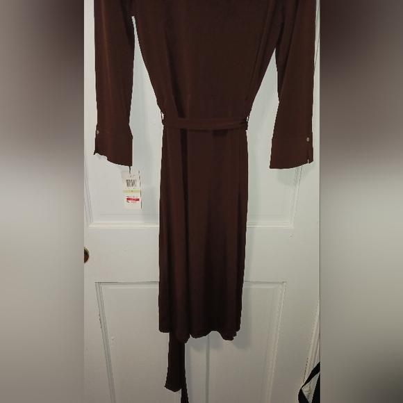 2008-10 CALVIN KLEIN Chocolate Faux Wrap Dress,  Sz 4 NWT - Picture 10 of 14